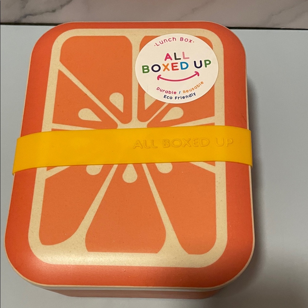 All Boxed Up Orange Fruit Design Bento Lunch Box Eco Friendly BPA FREE NEW